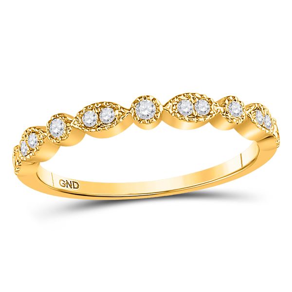 Diamond Marquise Dot Stackable Band Ring 1/6 Cttw 10kt Yellow Gold