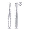 Image 1 : Diamond Oblong Teardrop Dangle Earrings 1/3 Cttw 10kt White Gold
