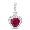 Image 1 : Heart Lab-Created Ruby Fashion Pendant 1/2 Cttw 10kt White Gold