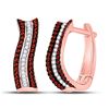 Image 1 : Red Color Enhanced Diamond Curved Hoop Earrings 1/4 Cttw 10kt Rose Gold