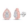 Image 1 : Pear Diamond Teardrop Halo Earrings 1/2 Cttw 14kt Two-tone Gold