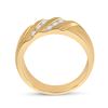 Image 3 : Mens Diamond Wedding Double Row Band Ring 1/2 Cttw 14kt Yellow Gold