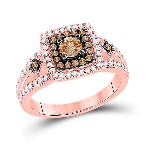 Brown Diamond Solitaire Bridal Wedding Engagement Ring 1 Cttw 14kt Rose Gold