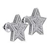 Image 1 : Sterling Silver Mens Diamond Star Cluster Stud Earrings 1/10 Cttw Sterling Silver