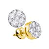 Image 1 : Diamond Flower Cluster Earrings 1 Cttw 14kt Yellow Gold