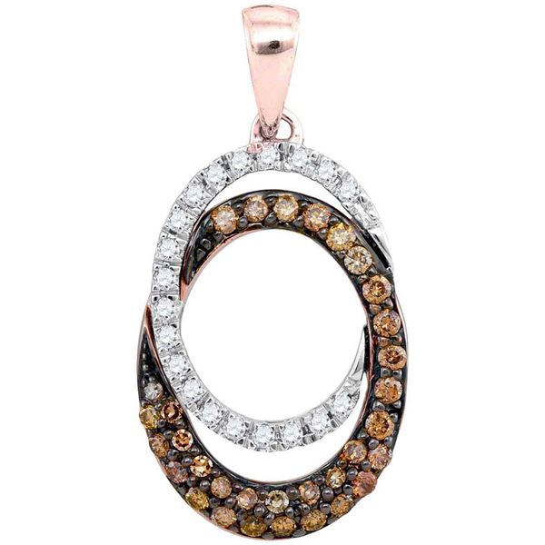 Brown Diamond Double Oval Pendant 1/2 Cttw 10kt Rose Gold