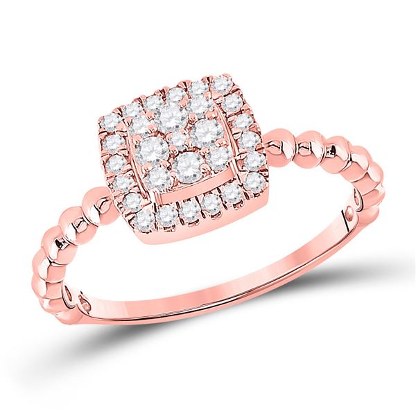 Diamond Square Cluster Ring 1/3 Cttw 10kt Rose Gold