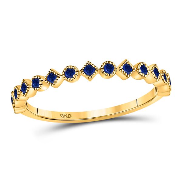 Blue Sapphire Stackable Band Ring 1/5 Cttw 10kt Yellow Gold