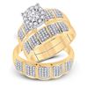 Image 1 : His Hers Diamond Halo Matching Wedding Set 7/8 Cttw 10kt Yellow Gold