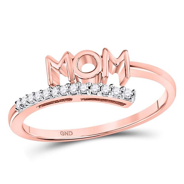 Diamond Mom Mother Bypass Band Ring 1/12 Cttw 10kt Rose Gold