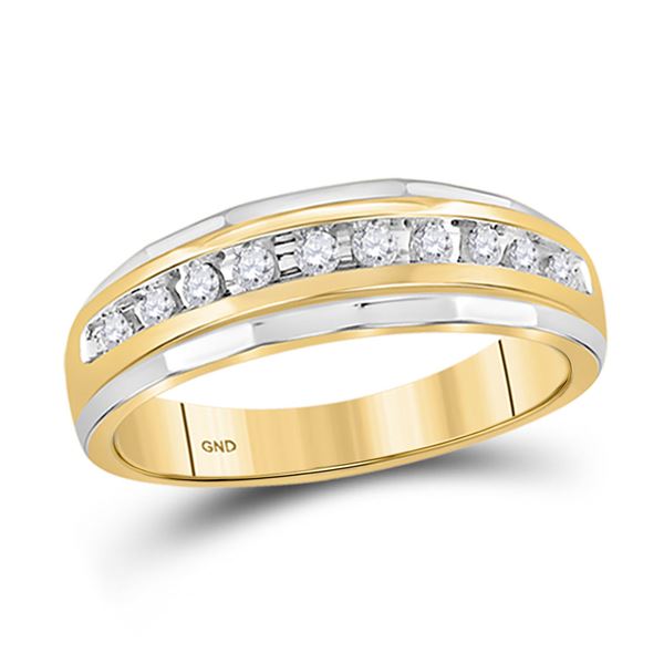 Mens Diamond Wedding Band Ring 1/4 Cttw 10kt Two-tone Gold