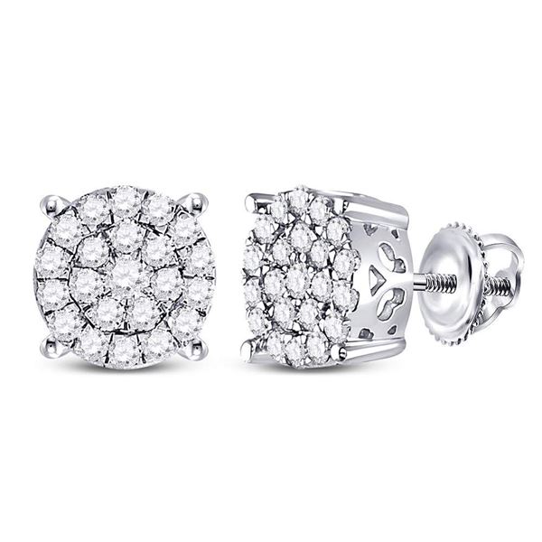 Diamond Cluster Earrings 1 Cttw 10kt White Gold