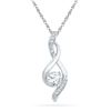 Image 1 : Lab-Created White Sapphire Solitaire Pendant 3/4 Cttw 10kt White Gold