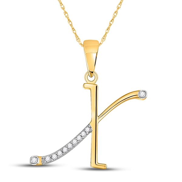 Diamond X Initial Letter Pendant 1/20 Cttw 10kt Yellow Gold