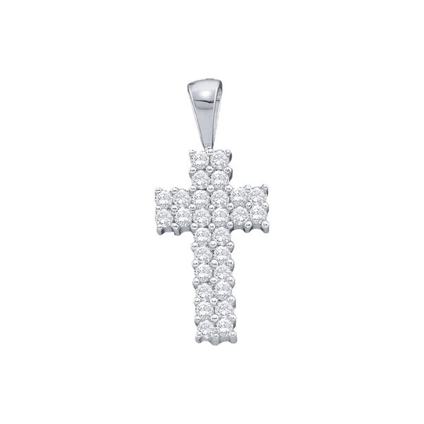 Diamond Simple Cross Religious Pendant 1/4 Cttw 14kt White Gold