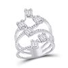 Image 1 : Baguette Diamond Cluster Strand Fashion Ring 1 Cttw 14kt White Gold