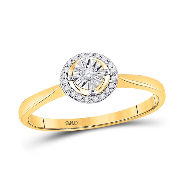Diamond Solitaire Halo Bridal Wedding Engagement Ring 1/12 Cttw 10kt Yellow Gold