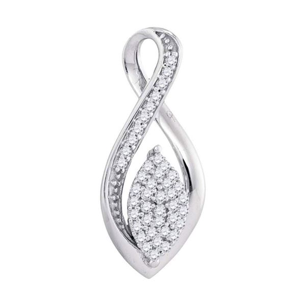 Diamond Oval Cluster Fashion Pendant 1/10 Cttw 10kt White Gold