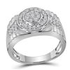 Image 1 : Mens Diamond Ribbed Circle Cluster Ring 7/8 Cttw 10kt White Gold