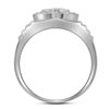 Image 2 : Mens Diamond Ribbed Circle Cluster Ring 7/8 Cttw 10kt White Gold