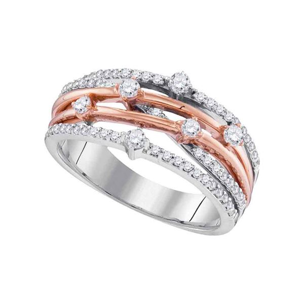 Diamond Crossover Strand Band Ring 1/2 Cttw 10kt Two-tone Gold