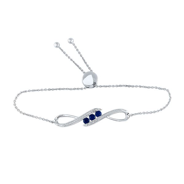 Lab-Created Blue Sapphire Bolo Bracelet 1/2 Cttw Sterling Silver