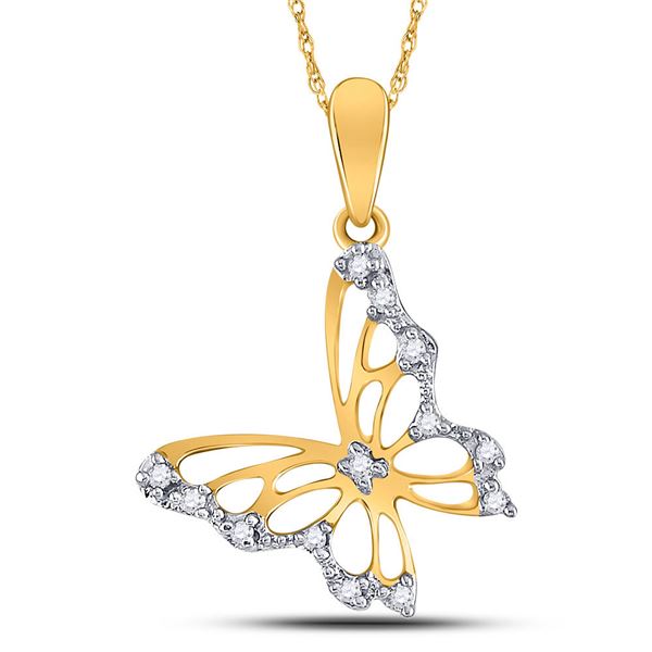 Diamond Butterfly Bug Pendant 1/20 Cttw 10kt Yellow Gold