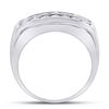 Image 4 : Mens Diamond Double Row Band Ring 1 Cttw 14kt White Gold
