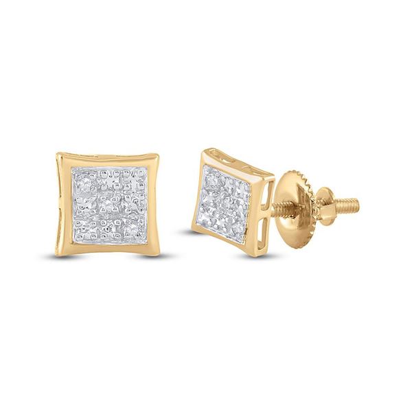 Diamond Square Earrings .01 Cttw 10kt Yellow Gold