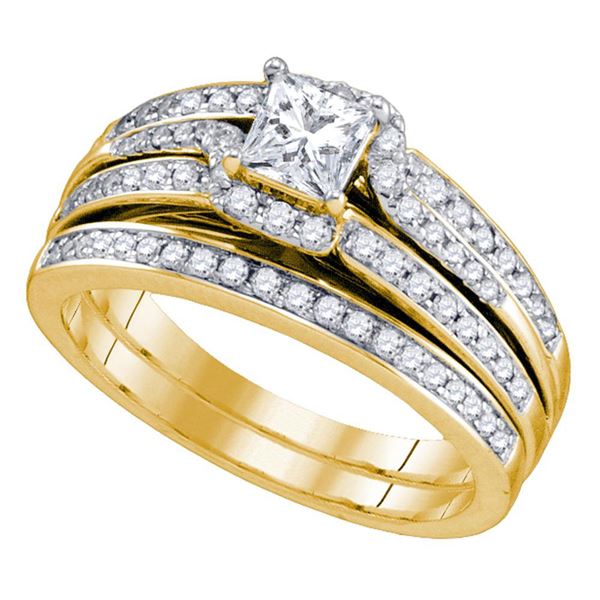 Princess Diamond Bridal Wedding Ring Band Set 1 Cttw 14kt Yellow Gold