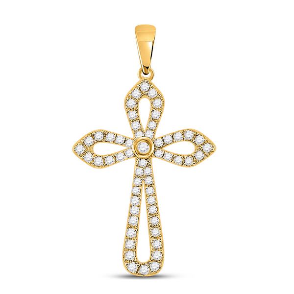 Diamond Gothic Cross Pendant 1/3 Cttw 10kt Yellow Gold