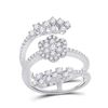 Image 1 : Diamond Spiral Cluster Ring 1 Cttw 14kt White Gold