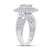 Image 3 : Baguette Diamond Cluster Ring 1-1/5 Cttw 14kt White Gold