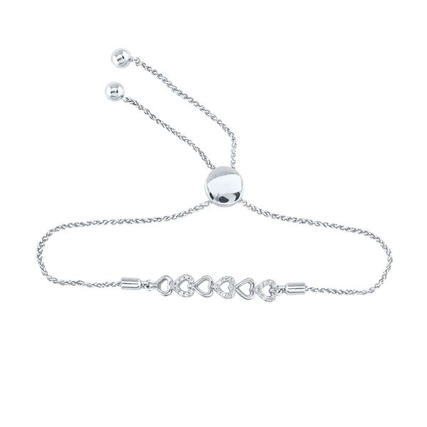 Diamond Linked Heart Bracelet 1/10 Cttw Sterling Silver