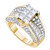 Image 1 : Princess Diamond Cluster Bridal Wedding Engagement Ring 3 Cttw 14kt Yellow Gold