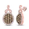 Image 1 : Brown Diamond Cluster Earrings 1 Cttw 14kt Rose Gold