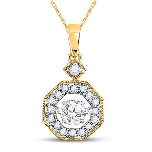 Diamond Moving Twinkle Solitaire Pendant 1/3 Cttw 10kt Yellow Gold