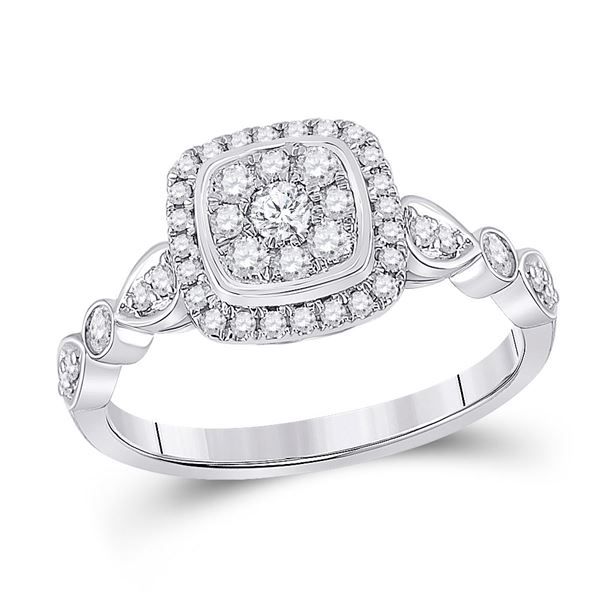Diamond Square Cluster Ring 1/2 Cttw 14kt White Gold