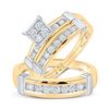 Image 1 : His Hers Diamond Square Matching Wedding Set 5/8 Cttw 10kt Yellow Gold