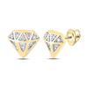 Image 1 : Mens Baguette Diamond Gem Earrings 1/3 Cttw 10kt Yellow Gold