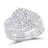 Image 1 : Princess Diamond Bridal Wedding Ring Band Set 1-1/4 Cttw 14kt White Gold