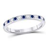 Image 1 : Blue Sapphire Diamond Alternating Stackable Band Ring 1/4 Cttw 10kt White Gold