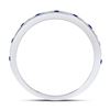 Image 4 : Blue Sapphire Diamond Alternating Stackable Band Ring 1/4 Cttw 10kt White Gold