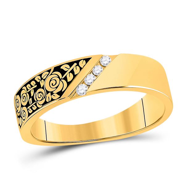 Diamond Flower Rose Band Ring 1/12 Cttw 14kt Yellow Gold