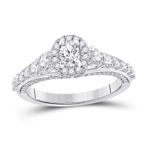 Oval Diamond Halo Bridal Wedding Engagement Ring 1-1/4 Cttw 14kt White Gold