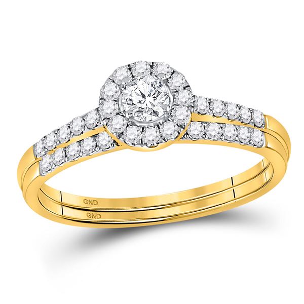 Diamond Bridal Wedding Ring Band Set 1/2 Cttw 10kt Yellow Gold