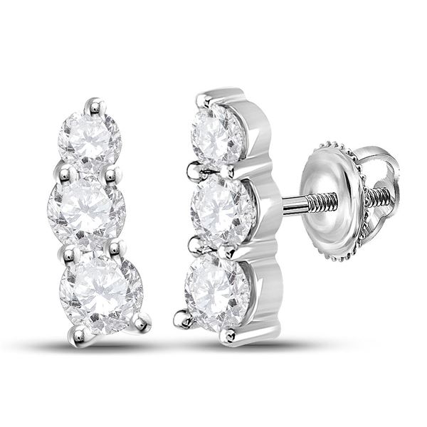 Diamond Fashion 3-stone Earrings 1 Cttw 14kt White Gold