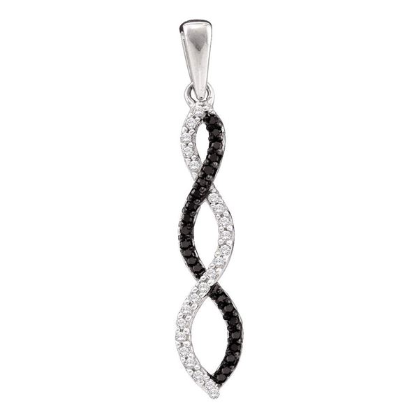 Black Color Enhanced Diamond Infinity Pendant 1/8 Cttw 14kt White Gold