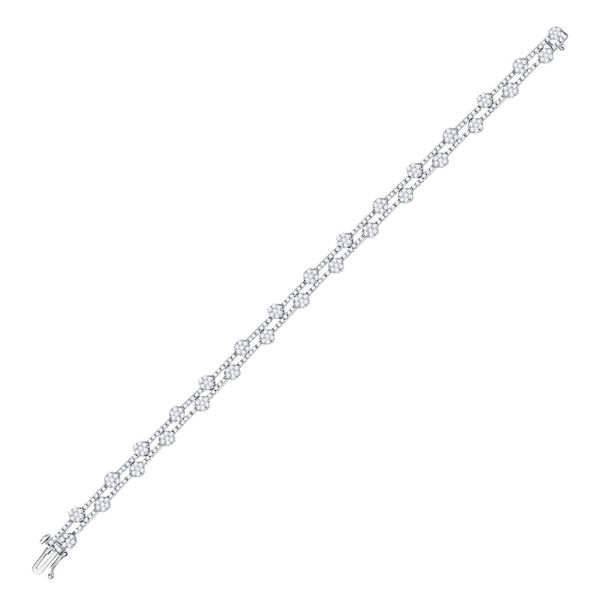 Diamond Flower Cluster Bracelet 2-3/4 Cttw 10kt White Gold