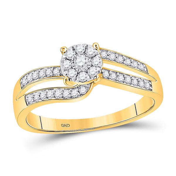 Diamond Flower Cluster Ring 1/3 Cttw 10kt Yellow Gold